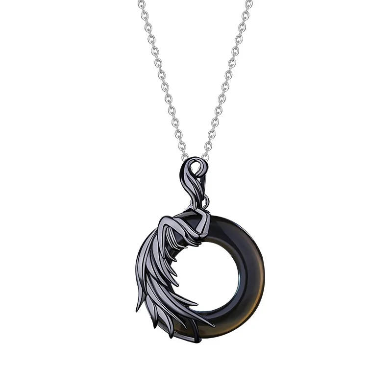 Dây Chuyền đôi Bạc đính đá Opal Obsidian Thiên Thần ác Quỷ LILI 979263 7