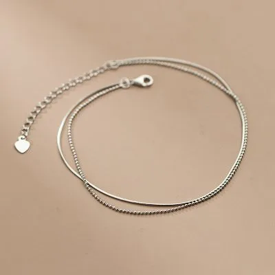 Lắc Chân Bạc Nữ Dạng Chuỗi Mảnh Tròn Trơn Letitia LILI 149536 4