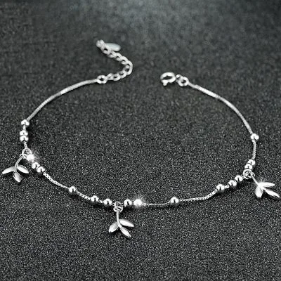 Lắc Chân Bạc Nữ Dạng Sợi Mì Hình Chiếc Lá Guinevere LILI 566747 1