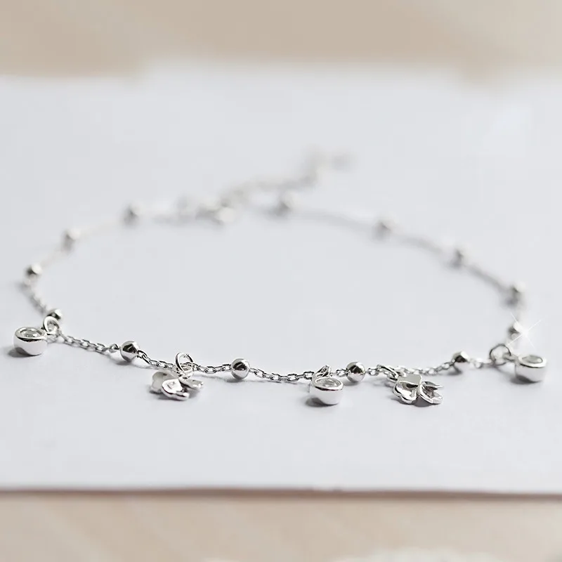 Lắc Chân Bạc Nữ đính đá CZ Hình Cỏ 4 Lá Mildred LILI 763298 3