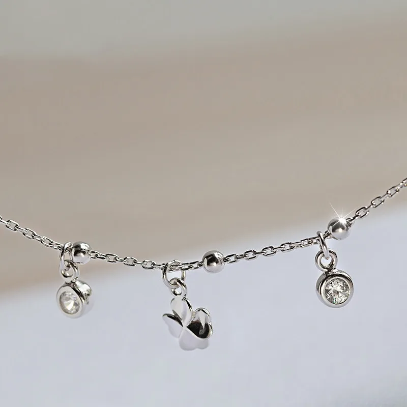 Lắc Chân Bạc Nữ đính đá CZ Hình Cỏ 4 Lá Mildred LILI 763298 4