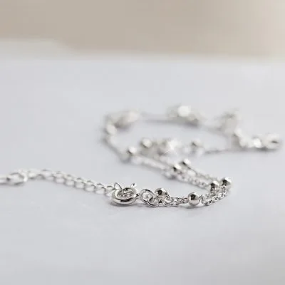 Lắc Chân Bạc Nữ đính đá CZ Hình Cỏ 4 Lá Mildred LILI 763298 5