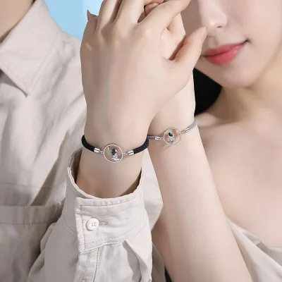 Lắc Tay Bạc Cặp đôi Hình Phi Hành Gia Planet LILI 919238 3