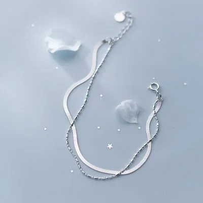 Lắc Tay Bạc Nữ 2 Tầng Mì Dẹt Tròn Drusilla LILI 114518 6