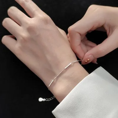 Lắc Tay Bạc Nữ Dạng Mảnh Trơn Ermintrude LILI 568873 5