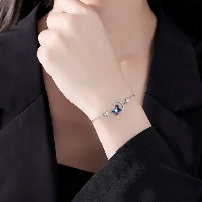 Lắc Tay Bạc Nữ đính đá CZ Hình Hồ điệp Amity LILI 288866 4