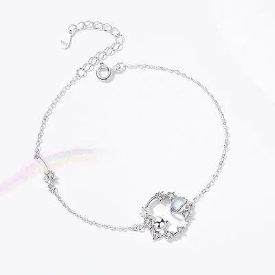 Lắc Tay Bạc Nữ đính đá CZ Hình Phi Hành Gia The Moon LILI 442249 4