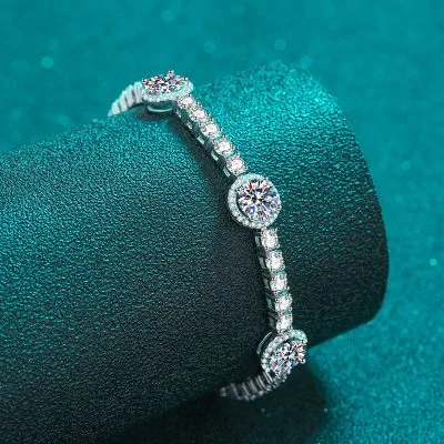 Lắc Tay Bạc Nữ đính Kim Cương Moissanite Tròn Olwen LILI 928444 3