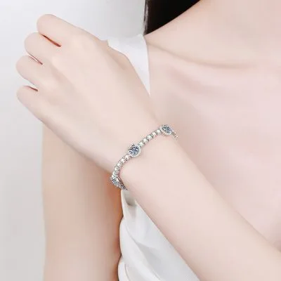 Lắc Tay Bạc Nữ đính Kim Cương Moissanite Tròn Olwen LILI 928444 4