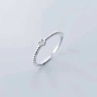 Nhẫn Bạc Nữ Dạng Mảnh đính đá CZ Hình Trái Tim LILI 921998 3