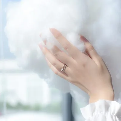 Nhẫn Bạc Nữ đính đá CZ 2 Tầng Dàng Chuỗi Ren Anselm LILI 736656 3