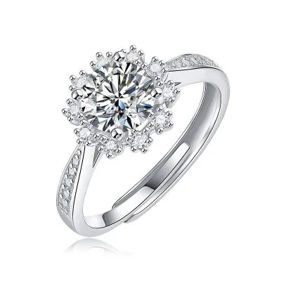 Nhẫn Bạc Nữ đính Kim Cương Moissanite Hình Bông Hoa Tuyết Ethelbert LILI 423452 1