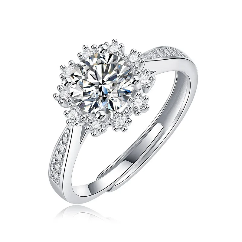 Nhẫn Bạc Nữ đính Kim Cương Moissanite Hình Bông Hoa Tuyết Ethelbert LILI 423452 1