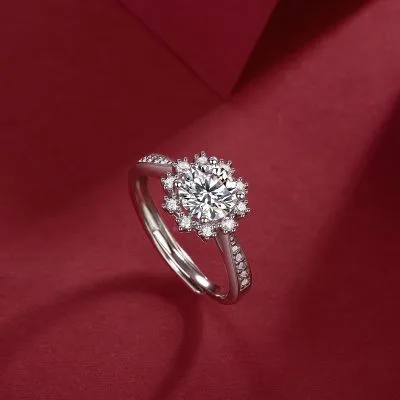 Nhẫn Bạc Nữ đính Kim Cương Moissanite Hình Bông Hoa Tuyết Ethelbert LILI 423452 3