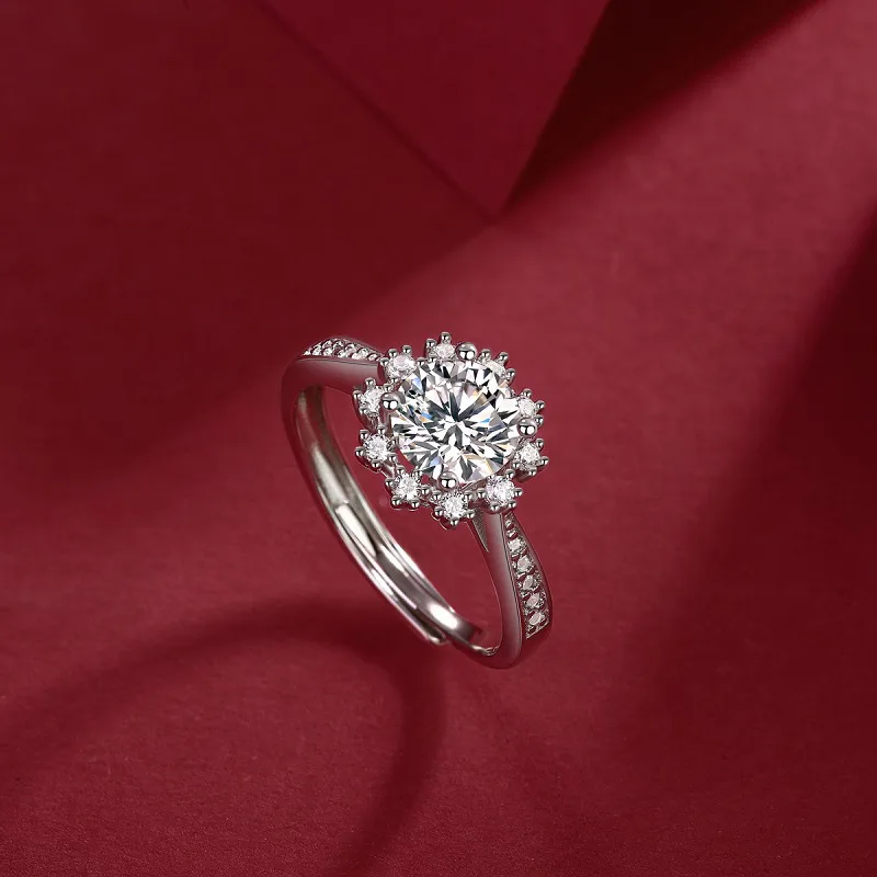 Nhẫn Bạc Nữ đính Kim Cương Moissanite Hình Bông Hoa Tuyết Ethelbert LILI 423452 3