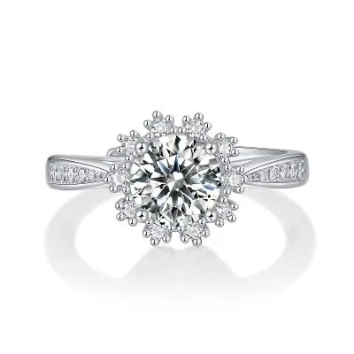 Nhẫn Bạc Nữ đính Kim Cương Moissanite Hình Bông Hoa Tuyết Ethelbert LILI 423452 5