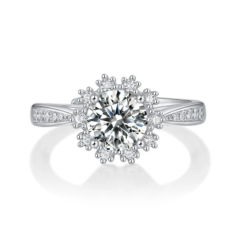 Nhẫn Bạc Nữ đính Kim Cương Moissanite Hình Bông Hoa Tuyết Ethelbert LILI 423452 5