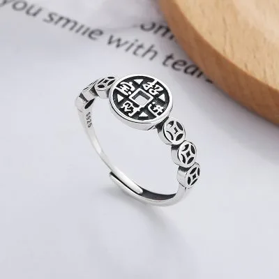 Nhẫn Bạc Nữ Hình đồng Xu Kim Tiền Lucky LILI 913222 1