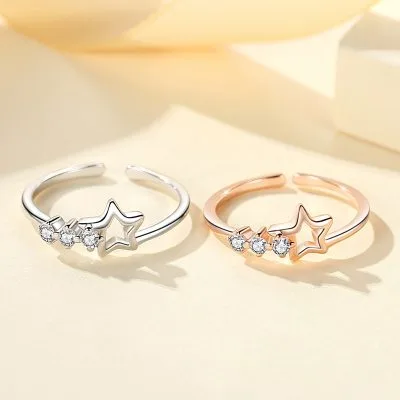 Nhẫn Bạc Nữ Mạ Vàng đính đá CZ Hình Ngôi Sao 5 Cánh Almira LILI 293859 1