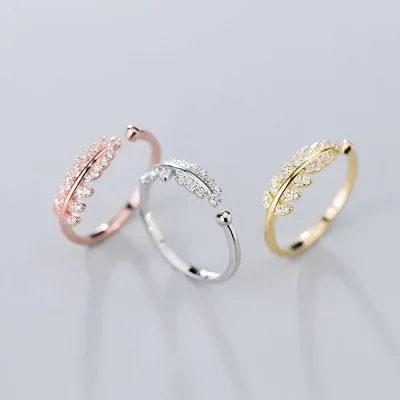 Nhẫn Bạc Nữ Mạ Vàng đính đá CZ Hình Những Chiếc Lá Nhỏ Paul LILI 845836 3