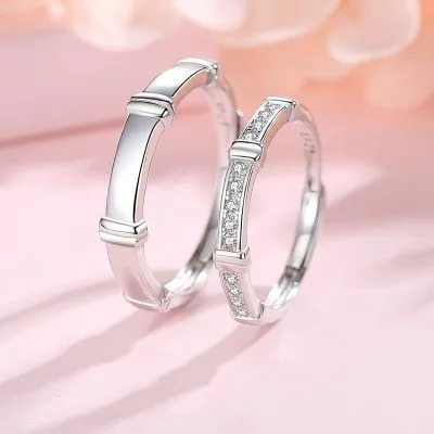 Nhẫn đôi Bạc Cặp đôi Tình Yêu đính đá CZ Phoebe LILI 581465 1