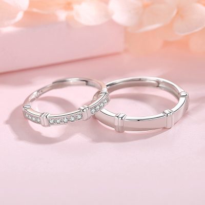 Nhẫn đôi Bạc Cặp đôi Tình Yêu đính đá CZ Phoebe LILI 581465 3