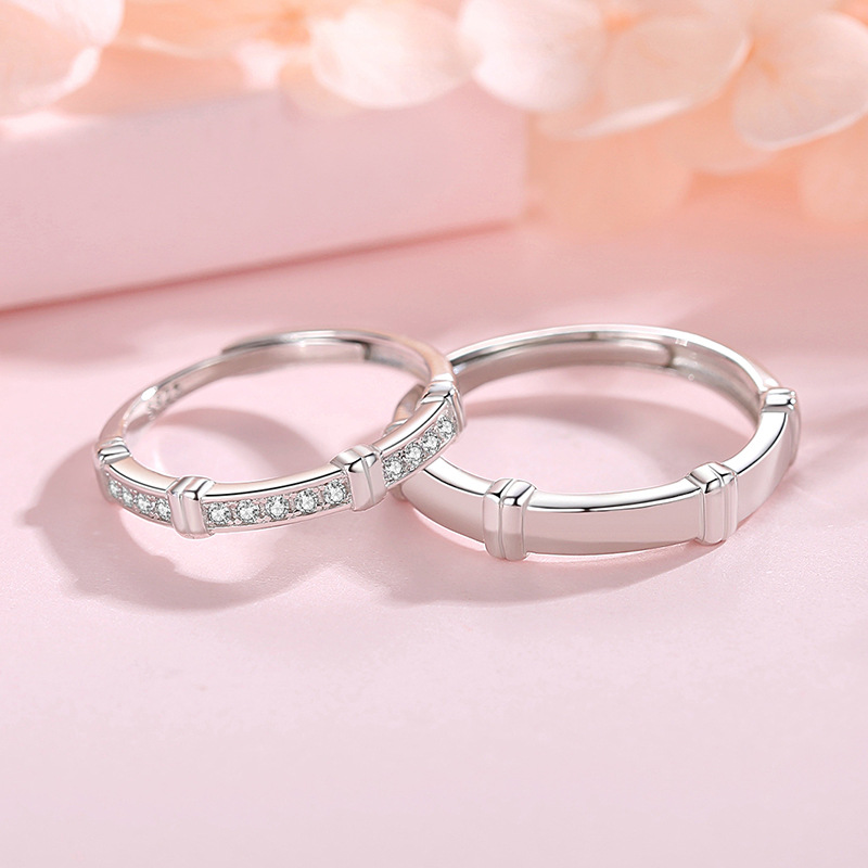 Nhẫn đôi Bạc Cặp đôi Tình Yêu đính đá CZ Phoebe LILI 581465 3
