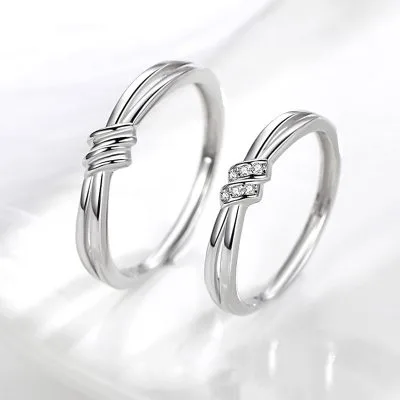 Nhẫn đôi Bạc Cặp đôi Tình Yêu đính đá CZ Hình Nút Thắt Milcah LILI 636212 1