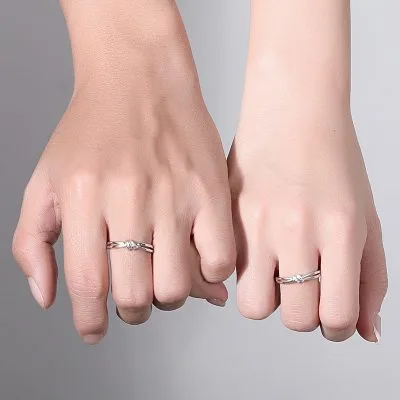 Nhẫn đôi Bạc Cặp đôi Tình Yêu đính đá CZ Hình Nút Thắt Milcah LILI 636212 4