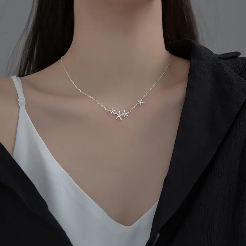 Vòng Cổ Bạc Nữ đính đá CZ Hình Bông Hoa 5 Cánh Lovell LILI 539978 1