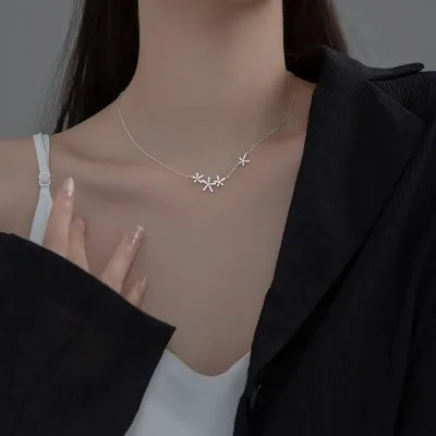 Vòng Cổ Bạc Nữ đính đá CZ Hình Bông Hoa 5 Cánh Lovell LILI 539978 2