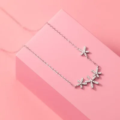 Vòng Cổ Bạc Nữ đính đá CZ Hình Bông Hoa 5 Cánh Lovell LILI 539978 3