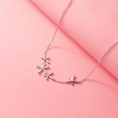 Vòng Cổ Bạc Nữ đính đá CZ Hình Bông Hoa 5 Cánh Lovell LILI 539978 4