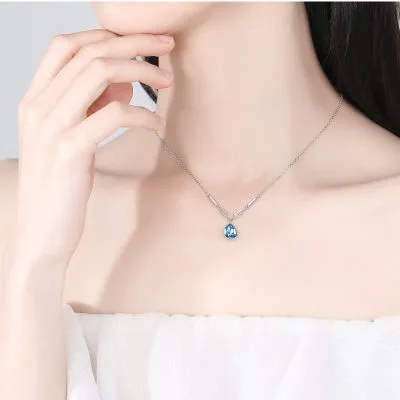 Vòng Cổ Bạc Nữ đính đá CZ Hình Giọt Nước Amanda LILI 676715 2