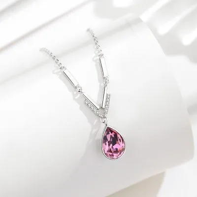 Vòng Cổ Bạc Nữ đính đá CZ Hình Giọt Nước Amanda LILI 676715 4