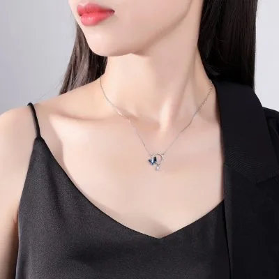 Vòng Cổ Bạc Nữ đính đá CZ Hình Hồ điệp LILI 736834 2