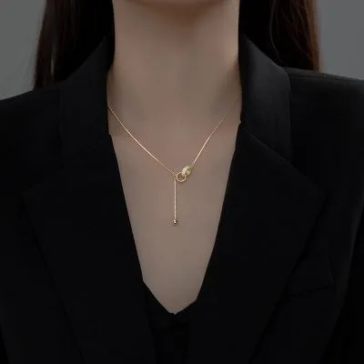 Vòng Cổ Bạc Nữ đính đá CZ Hình Nhẫn đôi Phelan LILI 954156 1