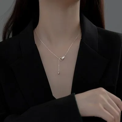 Vòng Cổ Bạc Nữ đính đá CZ Hình Nhẫn đôi Phelan LILI 954156 3