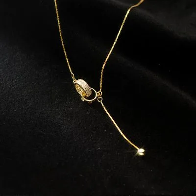 Vòng Cổ Bạc Nữ đính đá CZ Hình Nhẫn đôi Phelan LILI 954156 4