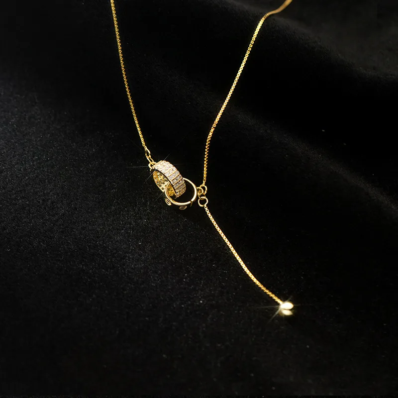 Vòng Cổ Bạc Nữ đính đá CZ Hình Nhẫn đôi Phelan LILI 954156 4