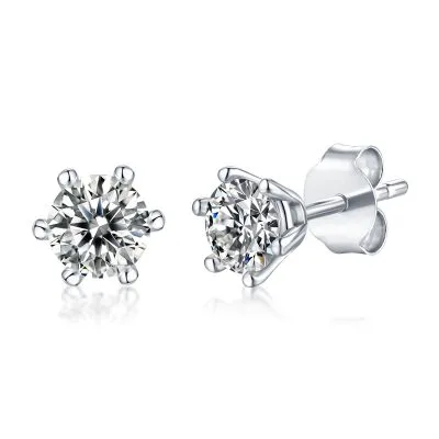 Bông Tai Bạc Nữ Nam đính Kim Cương Moissanite Tròn Maximilian LILI 053088 1