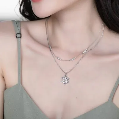 Dây Chuyền Bạc Nữ 2 Tầng đính đá CZ Bông Tuyết Kerenza LILI 054158 1