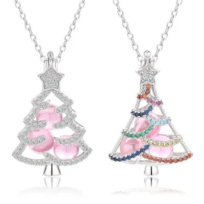 Dây Chuyền Bạc Nữ đẹp Dạng Lồng đóng Mở Hình Cây Thông Noel LILI 054167 1