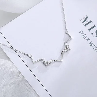 Dây Chuyền Bạc Nữ đính đá CZ Hình Zig Zag Esperanza LILI 053981 2