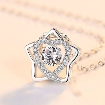 Dây Chuyền Bạc Nữ đính đá CZ Hình Ngôi Sao Trái Tim LILI 054026 1
