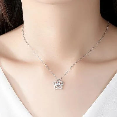 Dây Chuyền Bạc Nữ đính đá CZ Hình Ngôi Sao Trái Tim LILI 054026 3