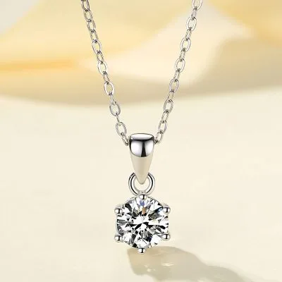 Dây Chuyền Bạc Nữ đính đá CZ Tròn 1 Hột Helga LILI 054012 2