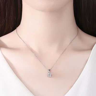 Dây Chuyền Bạc Nữ đính đá CZ Tròn 1 Hột Helga LILI 054012 4