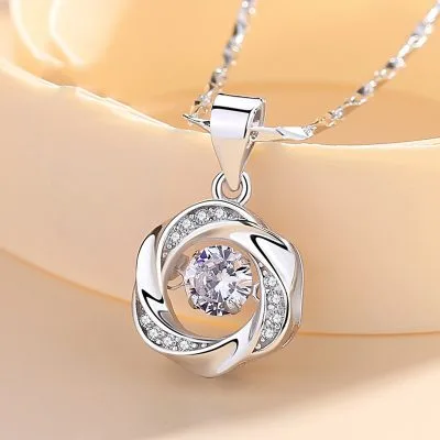 Dây Chuyền Bạc Nữ đính đá CZ Tròn Cách điệu Gladys LILI 054064 1