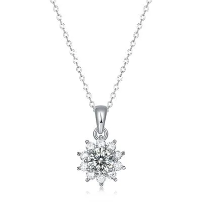 Dây Chuyền Bạc Nữ đính Kim Cương Moissanite Hình Bông Hoa Mai LILI 053724 1